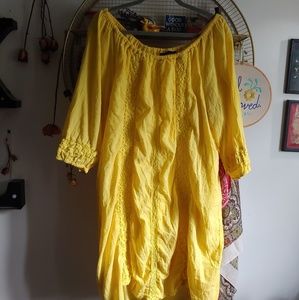 Plus size yellow peasant dress